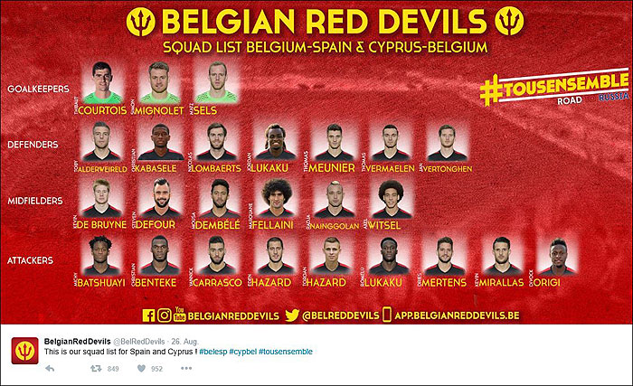 Belgien-Kader-Spanien-2016-Twitter